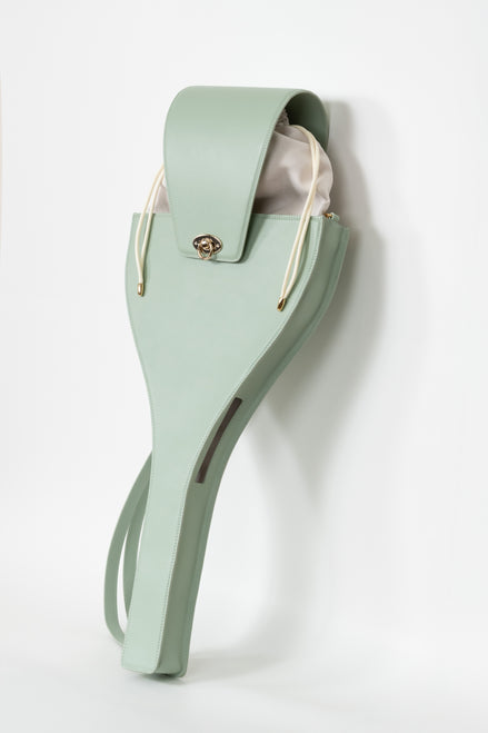 Retro Mint Leather Tennis Racket Bag